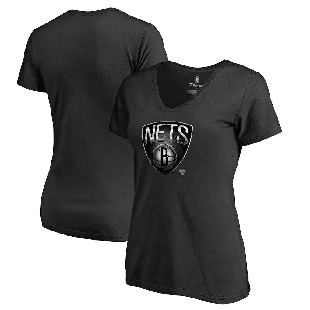 Brooklyn Nets Women's Midnight Mascot V-Neck T-Shirt Black