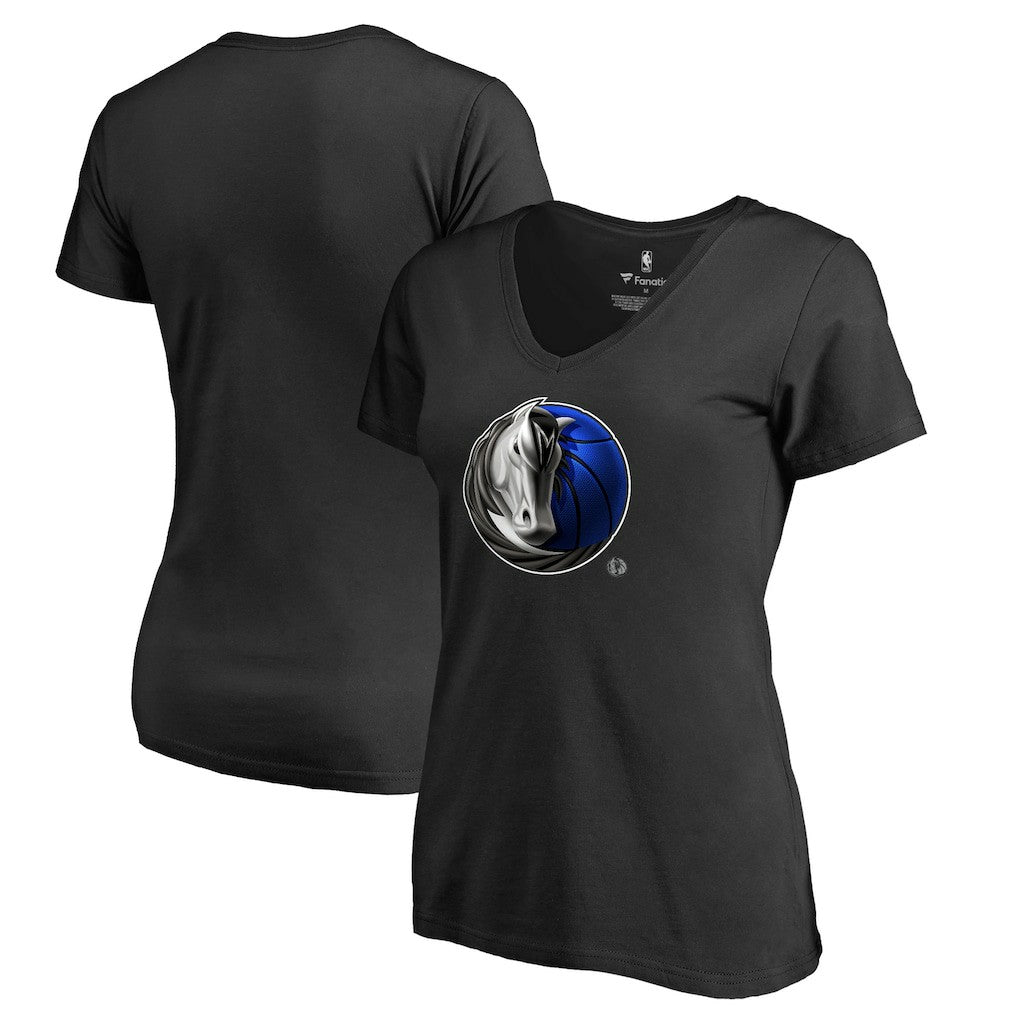 Dallas Mavericks Women's Midnight Mascot V-Neck T-Shirt Black