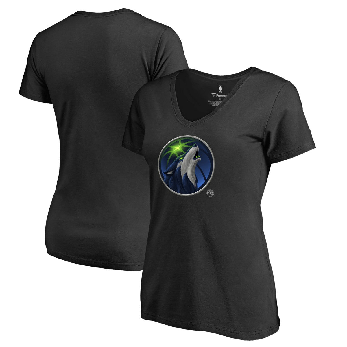 Minnesota Timberwolves Women's Midnight Mascot V-Neck T-Shirt Black