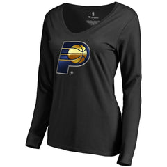 Indiana Pacers Women's Midnight Mascot Long Sleeve V-Neck T-Shirt Black
