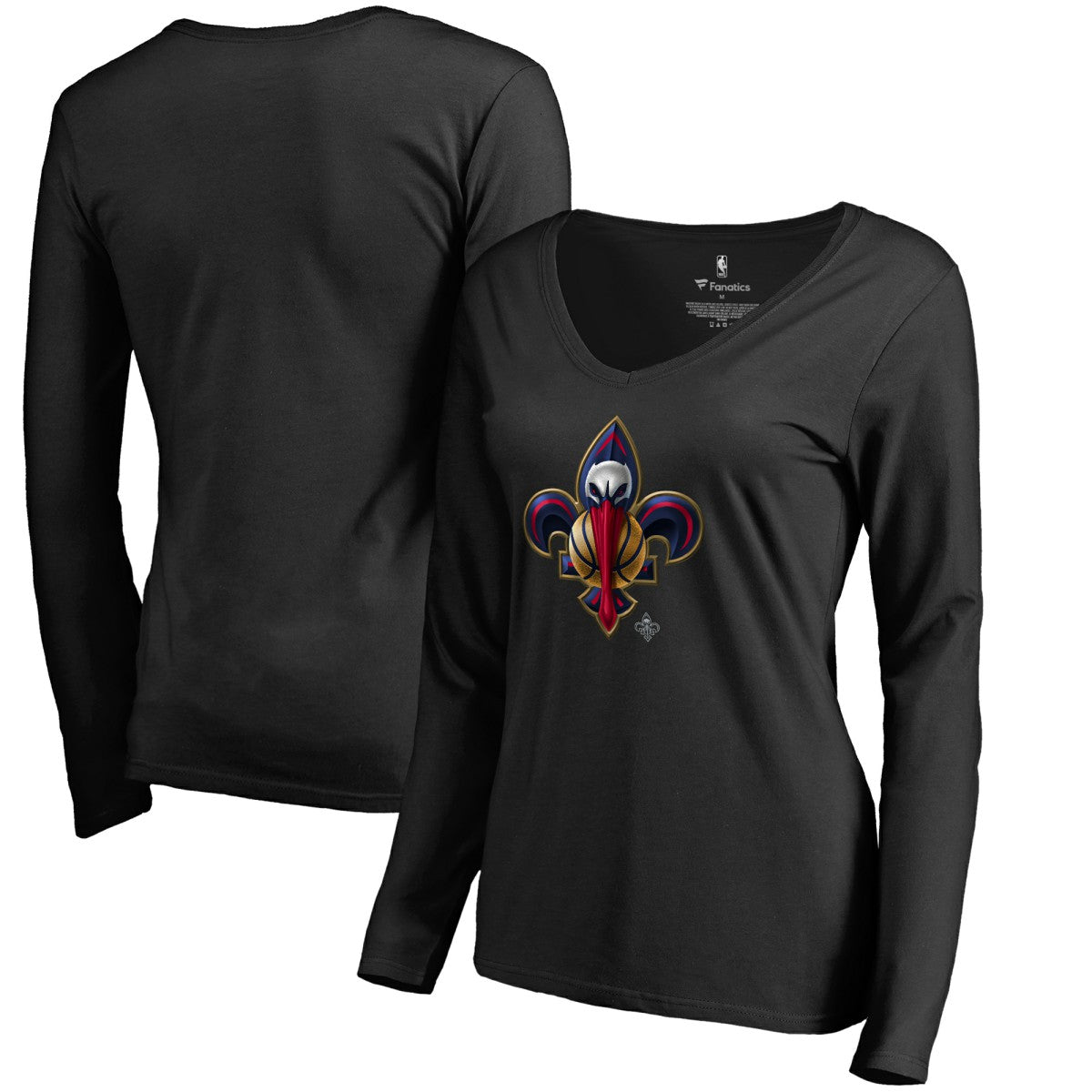 New Orleans Pelicans Women's Midnight Mascot Long Sleeve V-Neck T-Shirt Black
