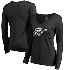 Oklahoma City Thunder Women's Midnight Mascot Long Sleeve V-Neck T-Shirt Black