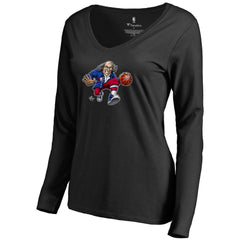 Philadelphia 76ers Women's Midnight Mascot Long Sleeve V-Neck T-Shirt Black