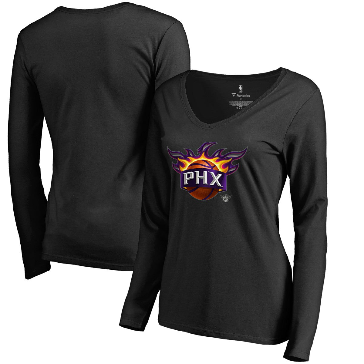 Phoenix Suns Women's Midnight Mascot Long Sleeve V-Neck T-Shirt Black