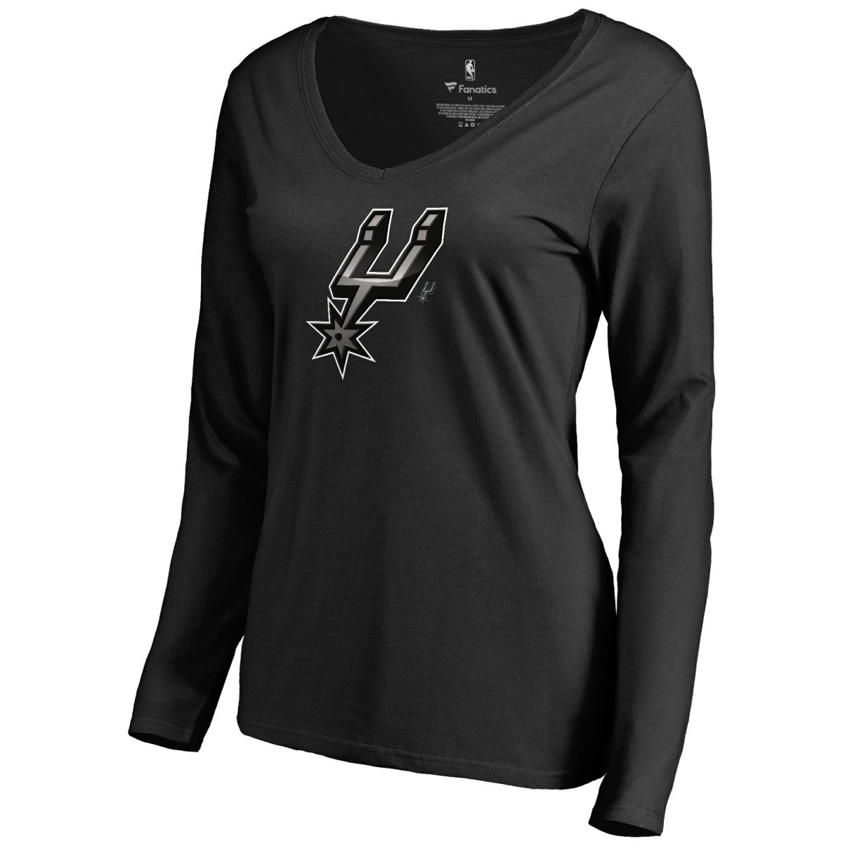 San Antonio Spurs Women's Midnight Mascot Long Sleeve V-Neck T-Shirt Black