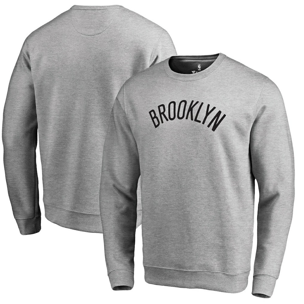 Brooklyn Nets Wordmark Pullover Sweatshirt Heathered Gray