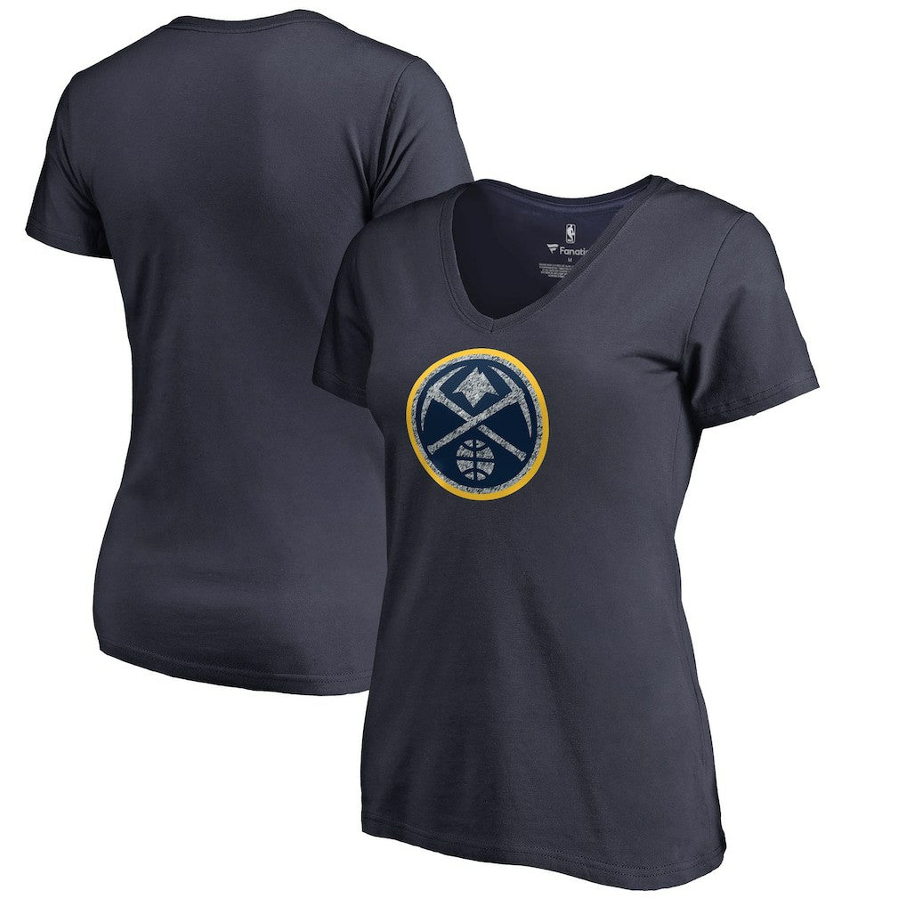 Denver Nuggets Women's Static Logo V-Neck T-Shirt Navy