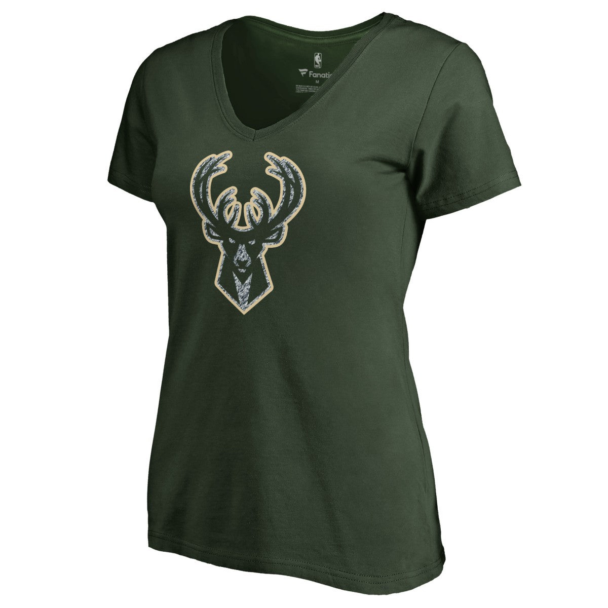 Milwaukee Bucks Women's Static Logo V-Neck T-Shirt Green