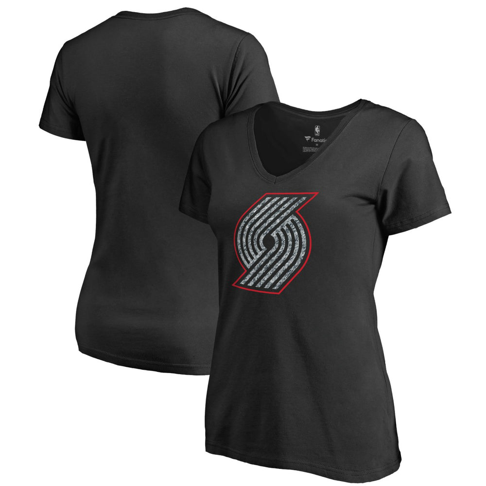 Portland Trail Blazers Women's Static Logo V-Neck T-Shirt Black