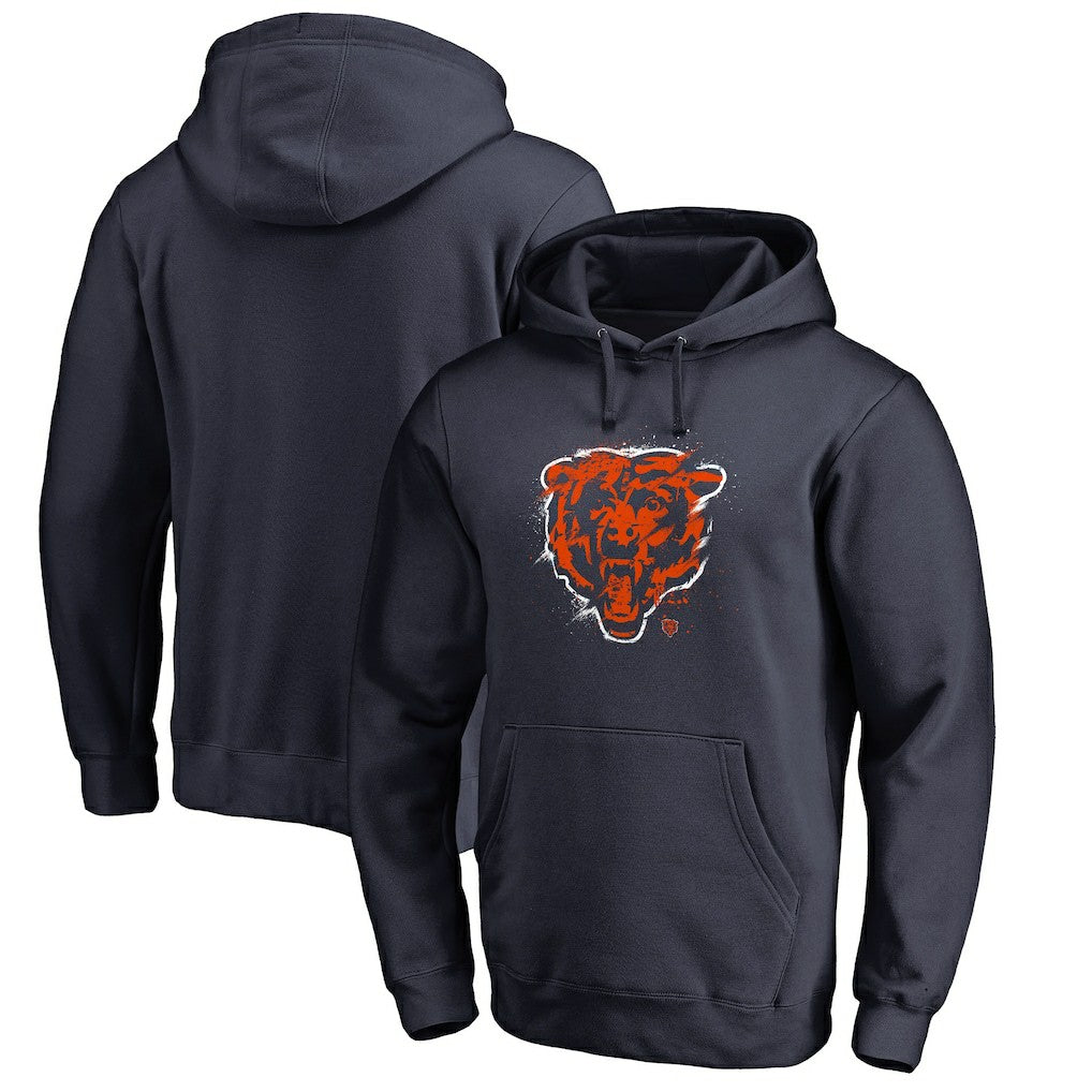 Chicago Bears Splatter Logo Pullover Hoodie - Navy - NFL