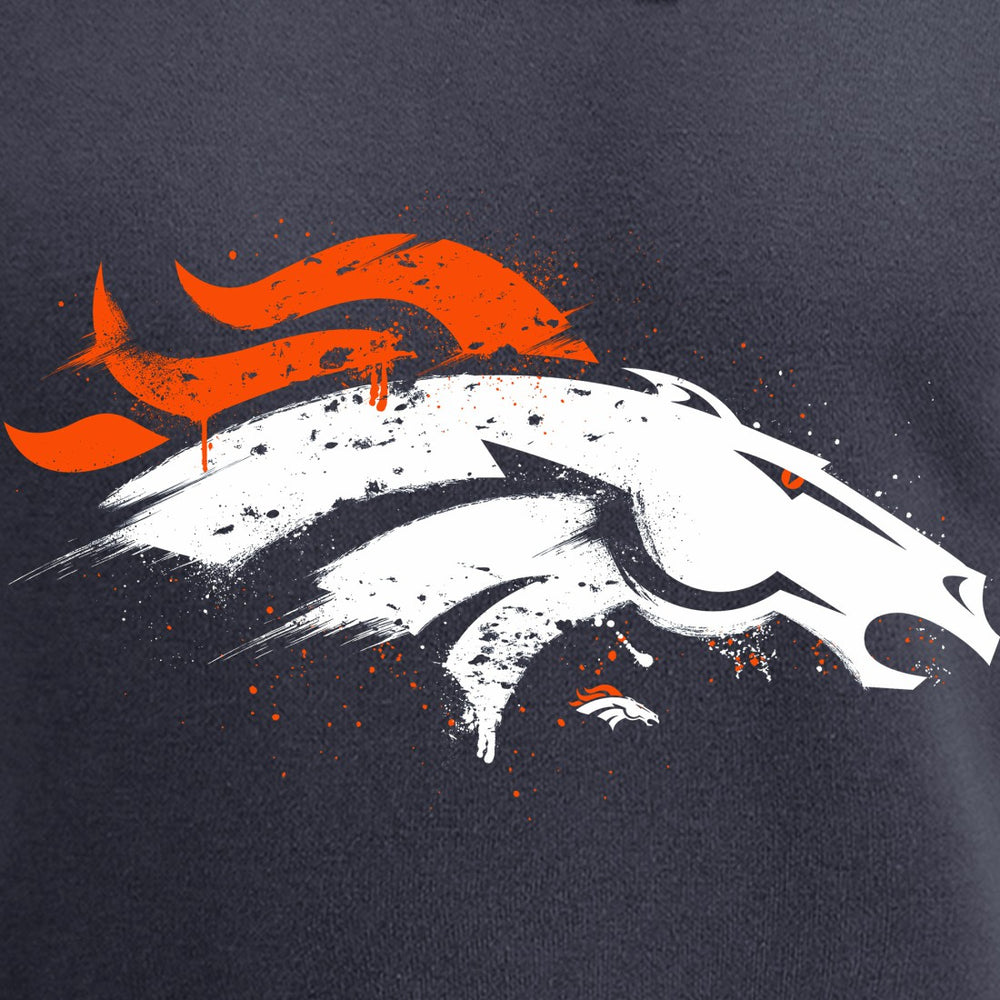 Denver Broncos Splatter Logo Pullover Hoodie - Navy - NFL