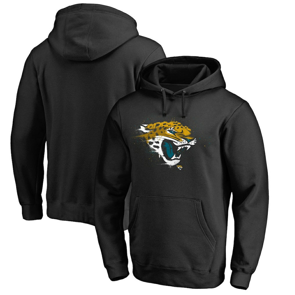Jacksonville Jaguars Splatter Logo Pullover Hoodie - Black - NFL