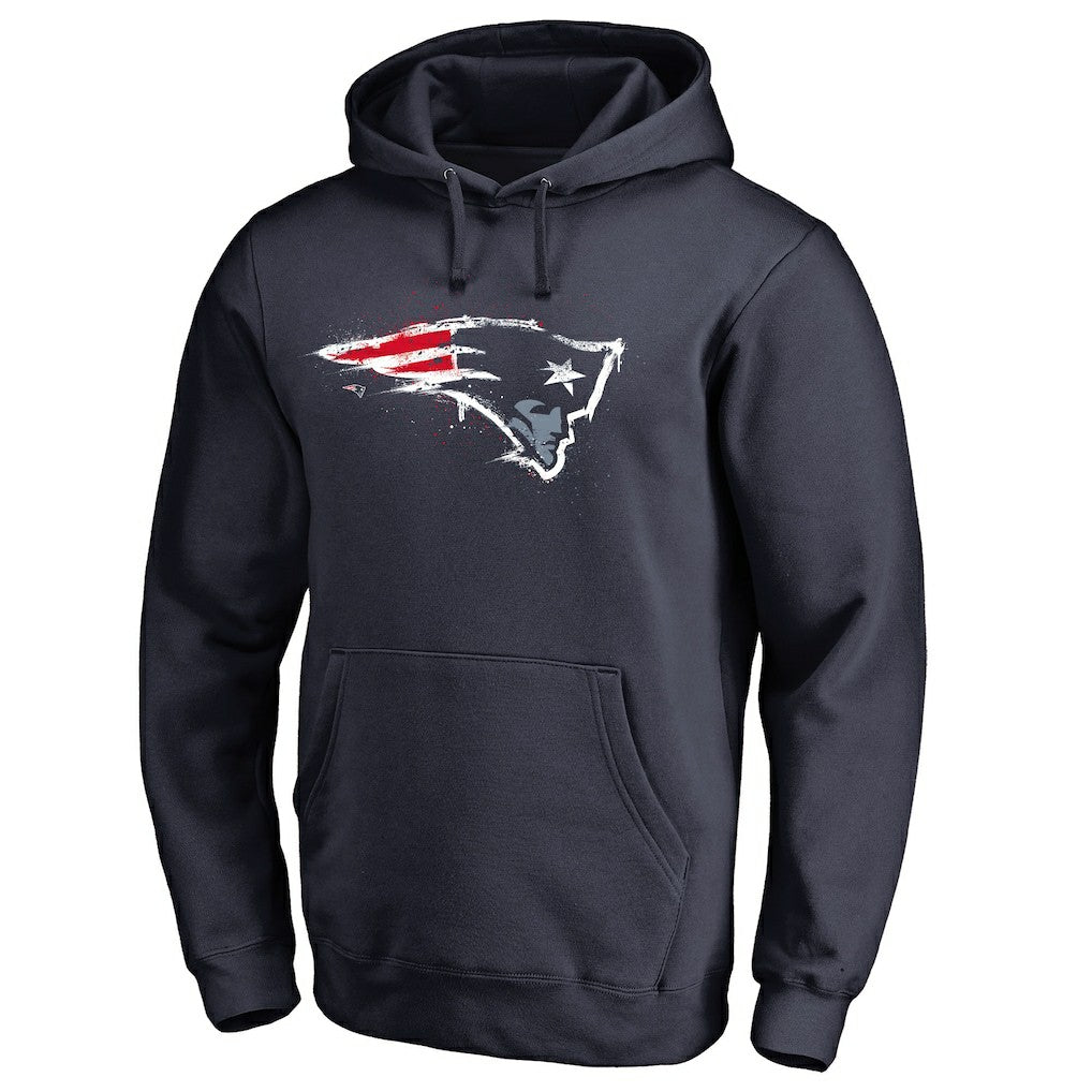 New England Patriots Splatter Logo Pullover Hoodie - Navy - NFL