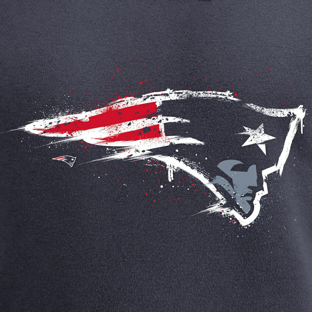New England Patriots Splatter Logo Pullover Hoodie - Navy - NFL