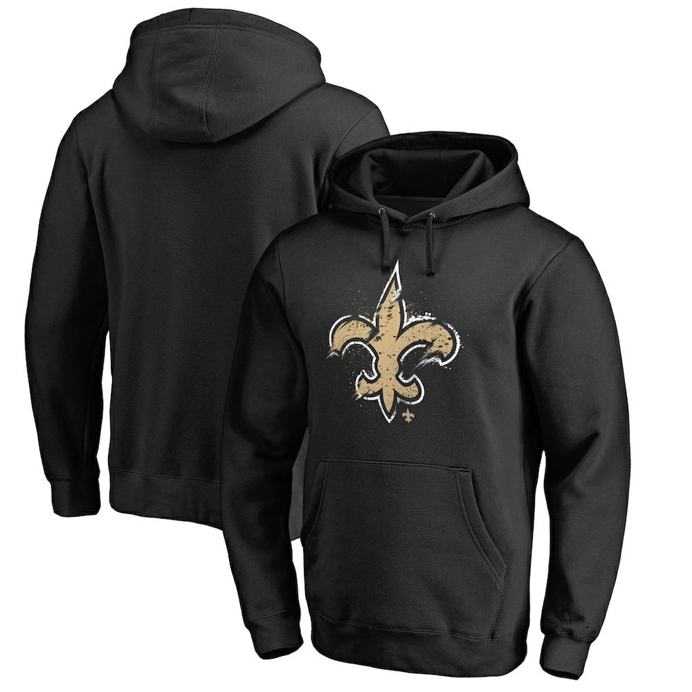 New Orleans Saints Splatter Logo Pullover Hoodie - Black - NFL