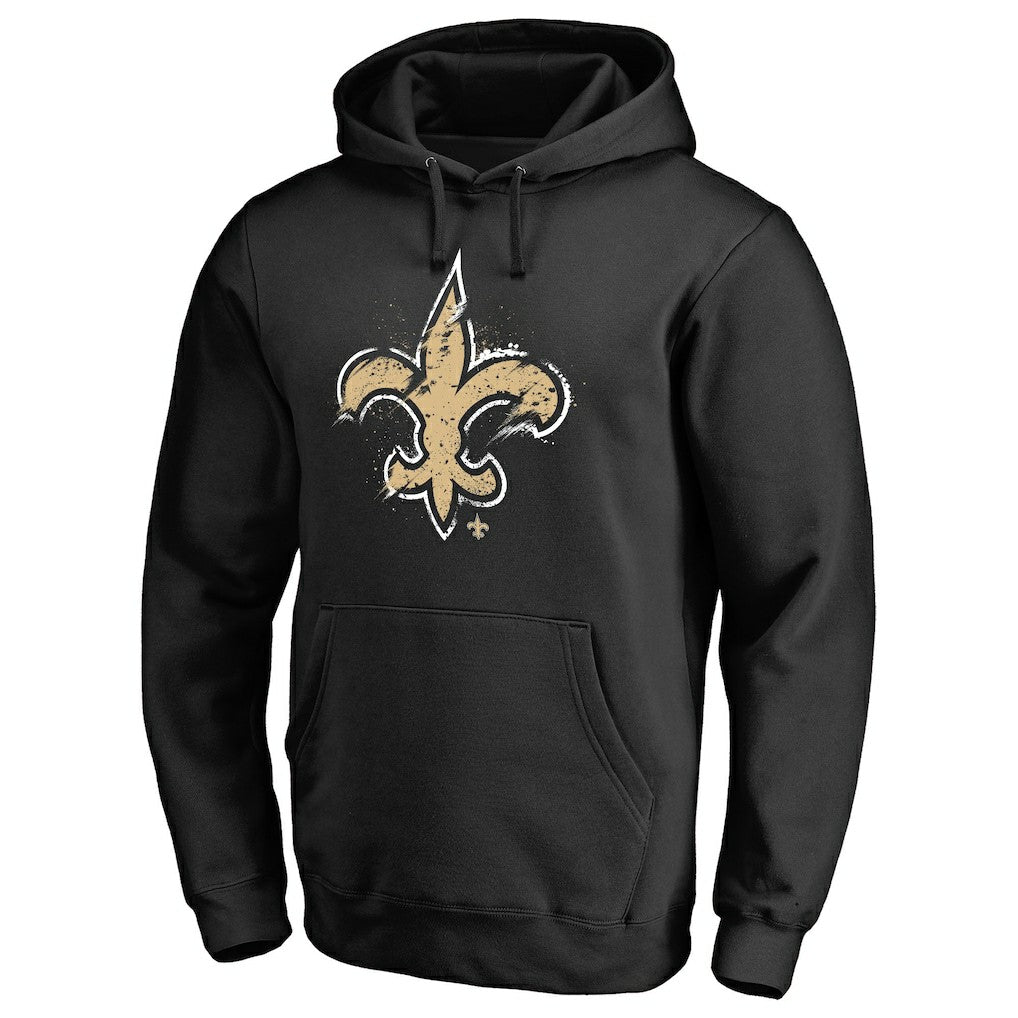 New Orleans Saints Splatter Logo Pullover Hoodie - Black - NFL