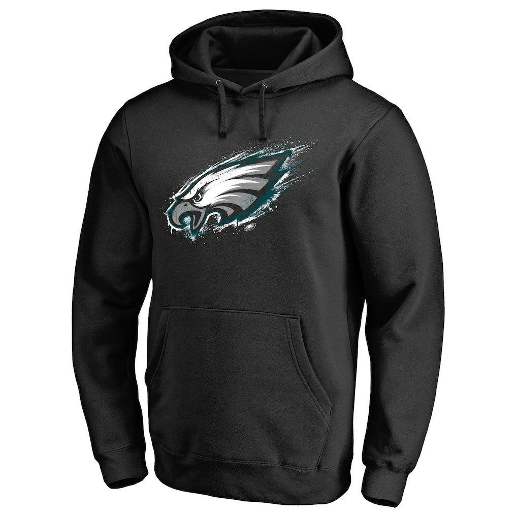 Philadelphia Eagles Splatter Logo Pullover Hoodie - Black - NFL