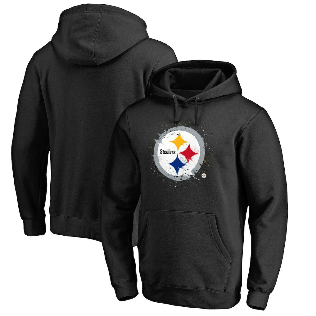 Pittsburgh Steelers Splatter Logo Pullover Hoodie - Black - NFL