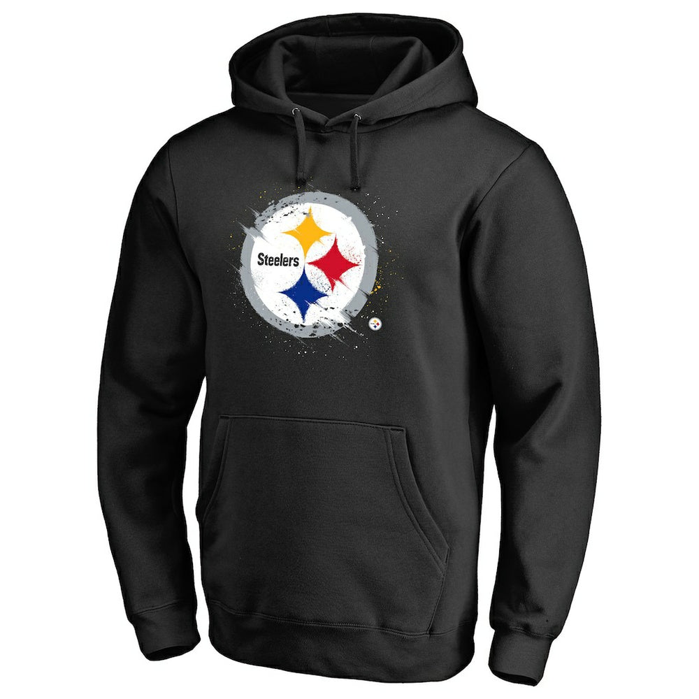 Pittsburgh Steelers Splatter Logo Pullover Hoodie - Black - NFL