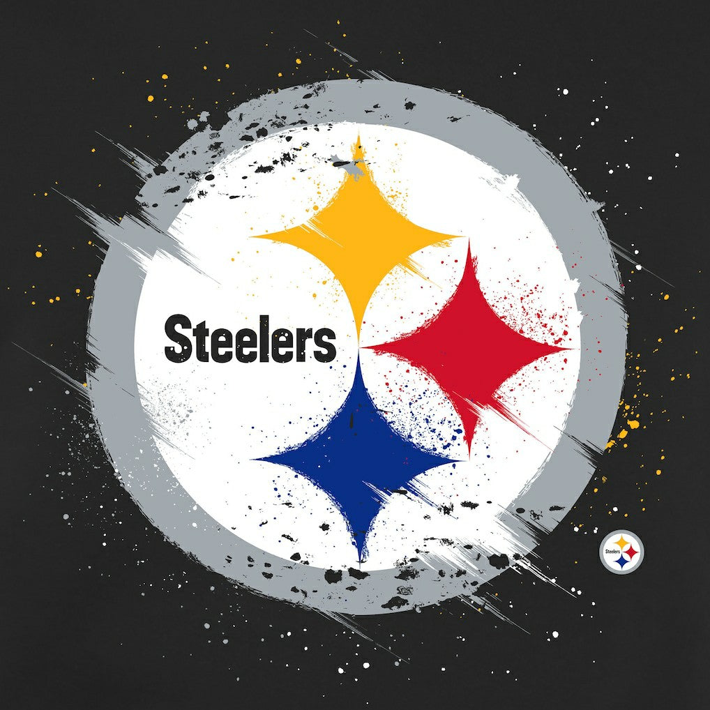 Pittsburgh Steelers Splatter Logo Pullover Hoodie - Black - NFL