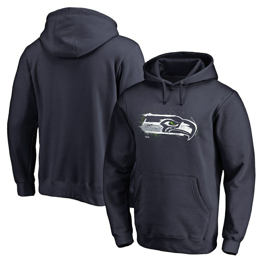 Seattle Seahawks Splatter Logo Pullover Hoodie - College Navy - NFL