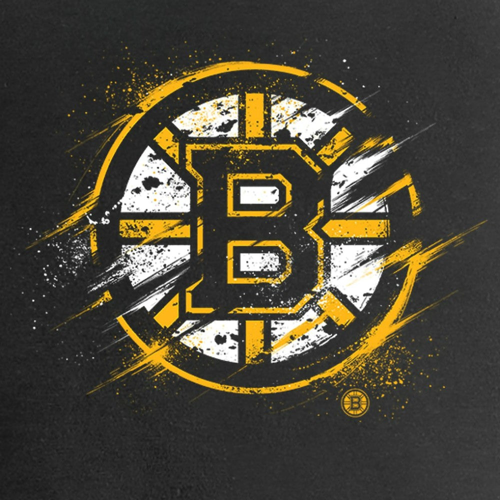 Boston Bruins Women's Splatter Logo V-Neck T-Shirt - Black | NHL Clearance