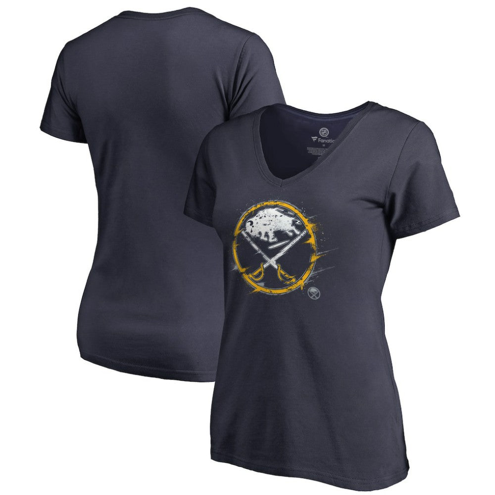 Buffalo Sabres Women's Splatter Logo V-Neck T-Shirt - Navy | NHL online