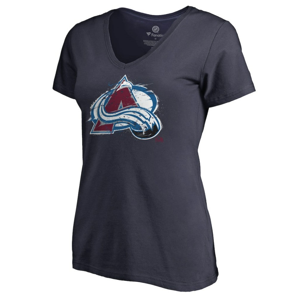 Colorado Avalanche Women's Splatter Logo V-Neck T-Shirt - Navy | NHL discount