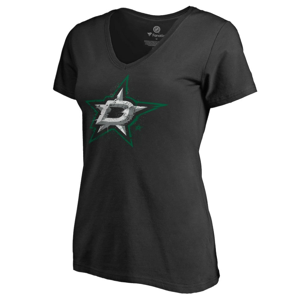 Dallas Stars Women's Splatter Logo V-Neck T-Shirt - Black | NHL near me
