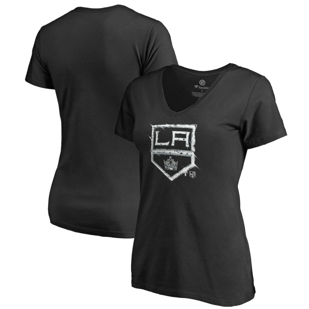Los Angeles Kings Women's Splatter Logo V-Neck T-Shirt - Black | NHL sale