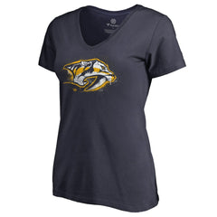 Nashville Predators Women's Splatter Logo V-Neck T-Shirt - Navy | NHL on sale
