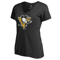 Pittsburgh Penguins Women's Splatter Logo V-Neck T-Shirt - Black | NHL on sale