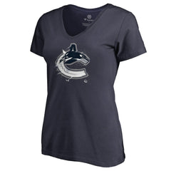 Vancouver Canucks Women's Splatter Logo V-Neck T-Shirt - Navy | NHL sale