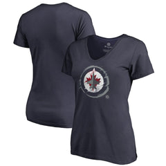 Winnipeg Jets Women's Splatter Logo V-Neck T-Shirt - Navy | NHL on sale