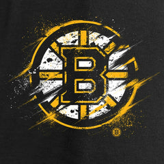 Boston Bruins Women's Splatter Logo V-Neck Long Sleeve T-Shirt - Black | NHL Lifestyle