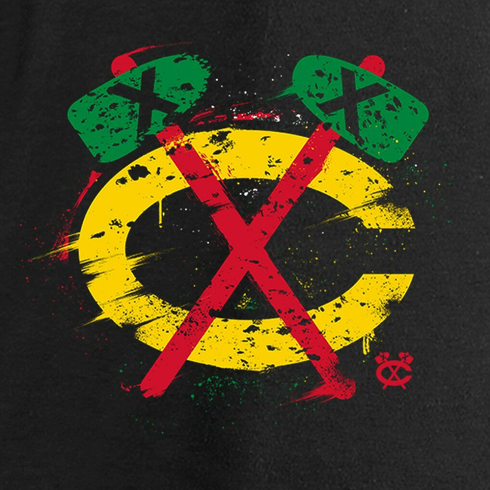 Chicago Blackhawks Women's Splatter Logo V-Neck Long Sleeve T-Shirt - Black | NHL online