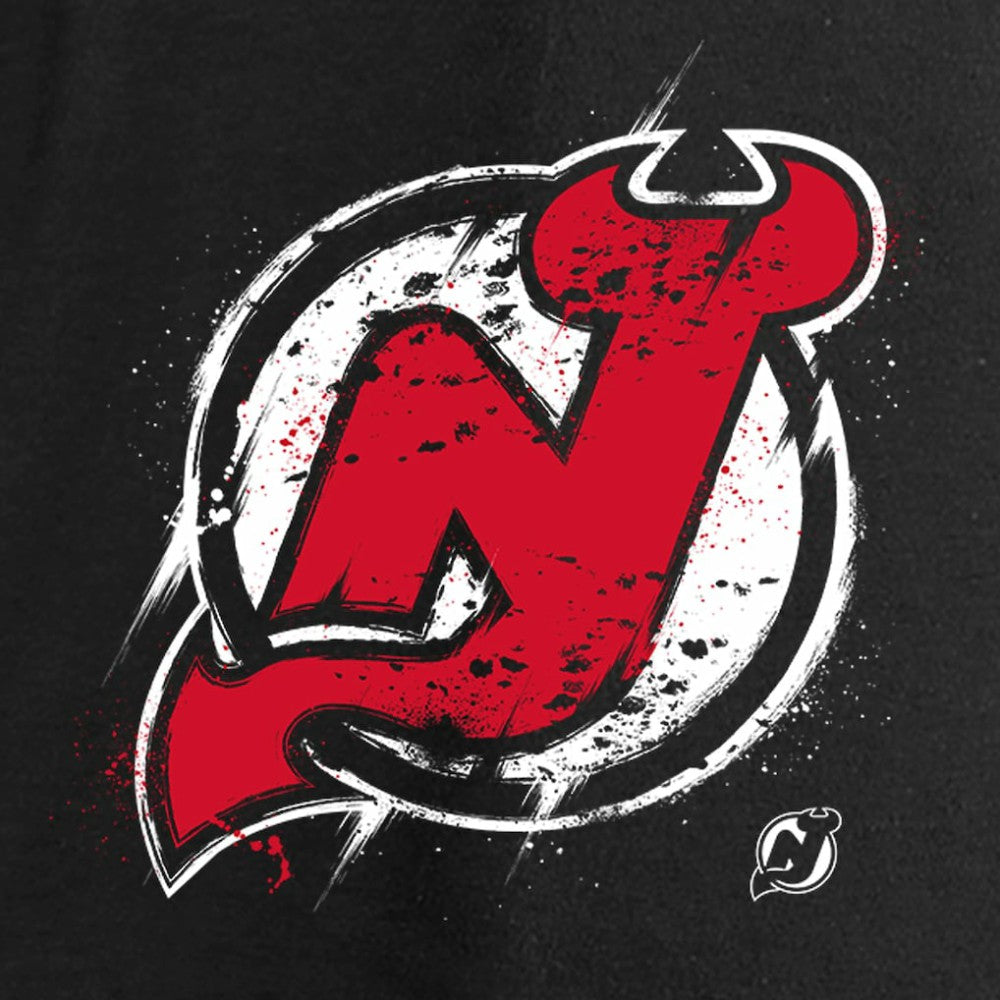 New Jersey Devils Women's Splatter Logo V-Neck Long Sleeve T-Shirt - Black | NHL near me