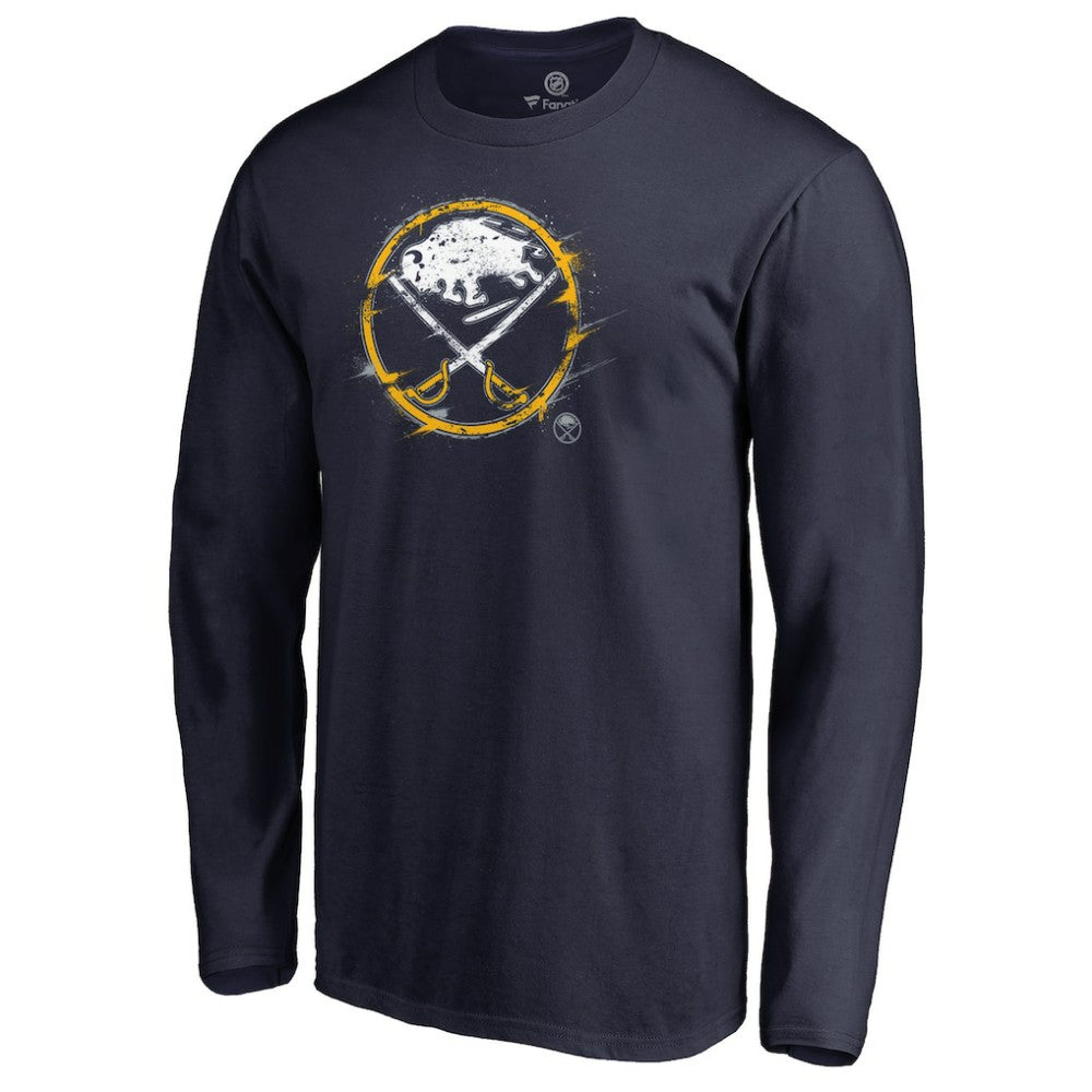 Buffalo Sabres Splatter Logo Long Sleeve T-Shirt - Navy | NHL near me