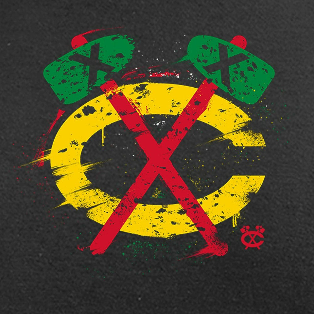 Chicago Blackhawks Splatter Logo Long Sleeve T-Shirt - Black | NHL Clearance