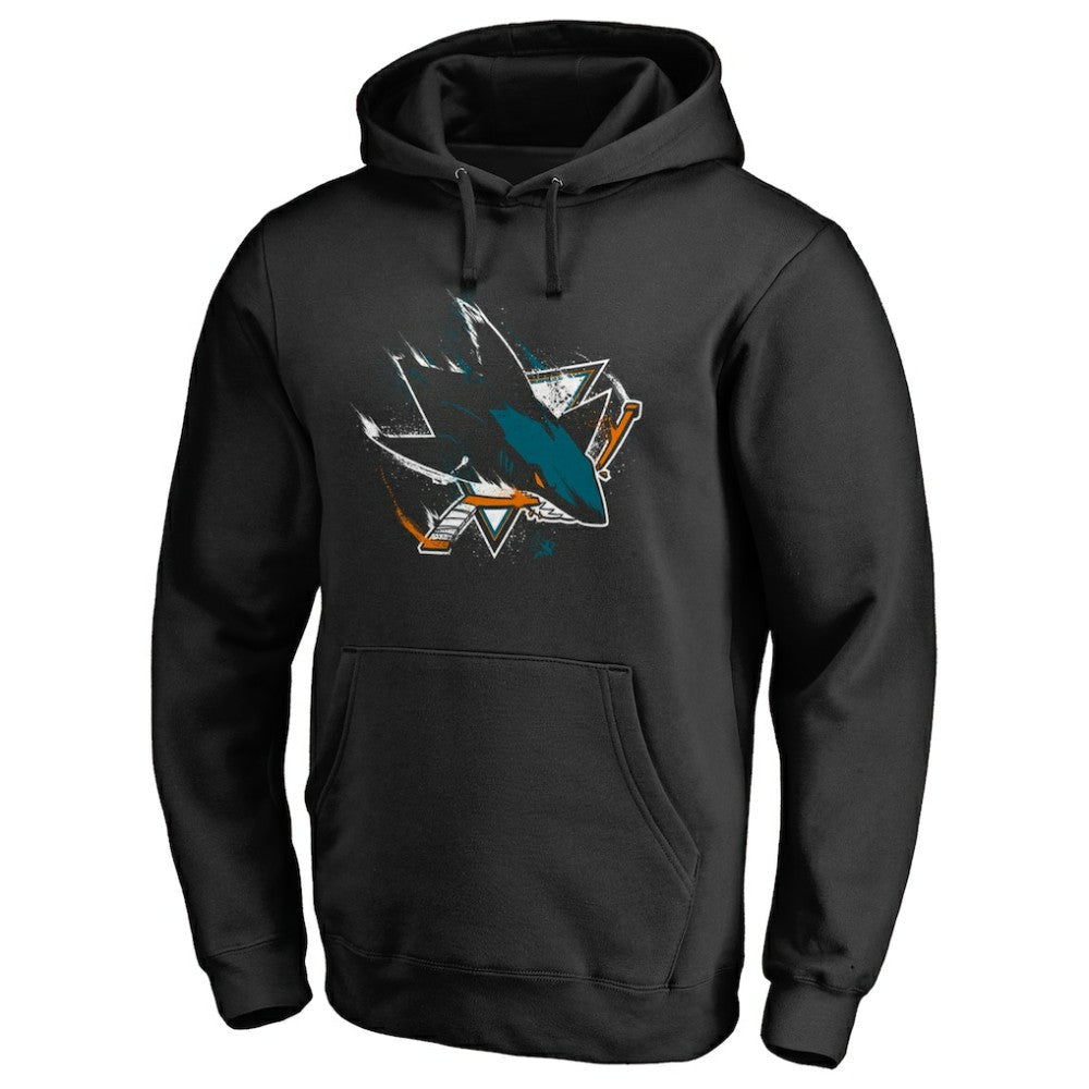 San Jose Sharks Splatter Logo Pullover Hoodie - Black | NHL near me