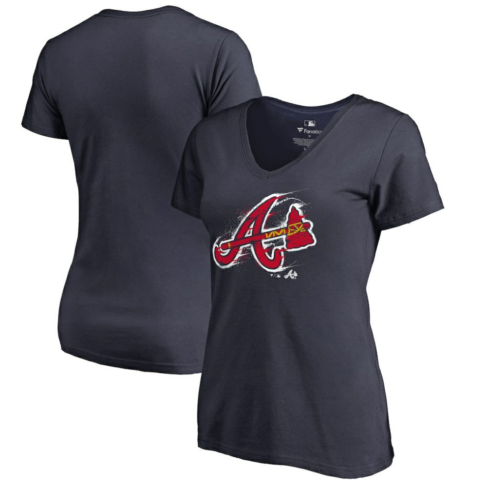Atlanta Braves Women's Splatter Logo V-Neck T-Shirt Online