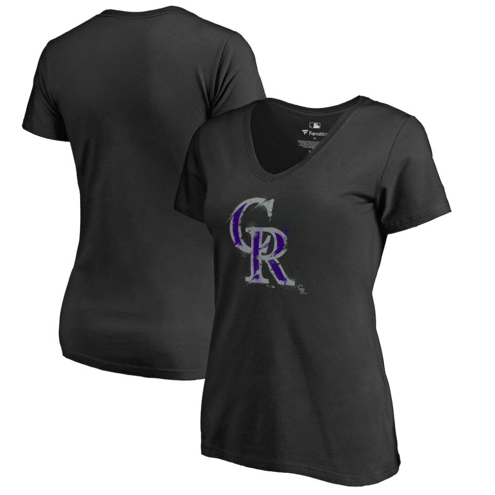 Colorado Rockies Women's Splatter Logo V-Neck T-Shirt Sale