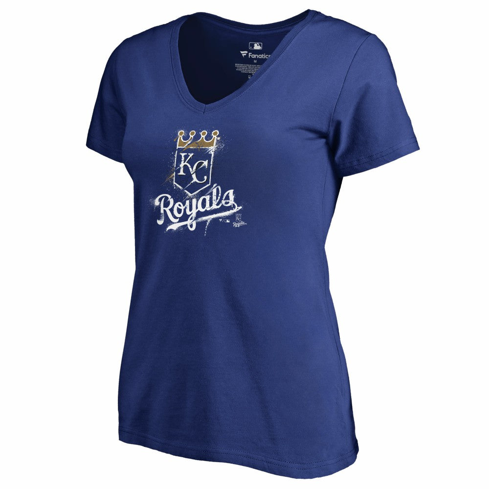 Kansas City Royals Women's Splatter Logo V-Neck T-Shirt for sale