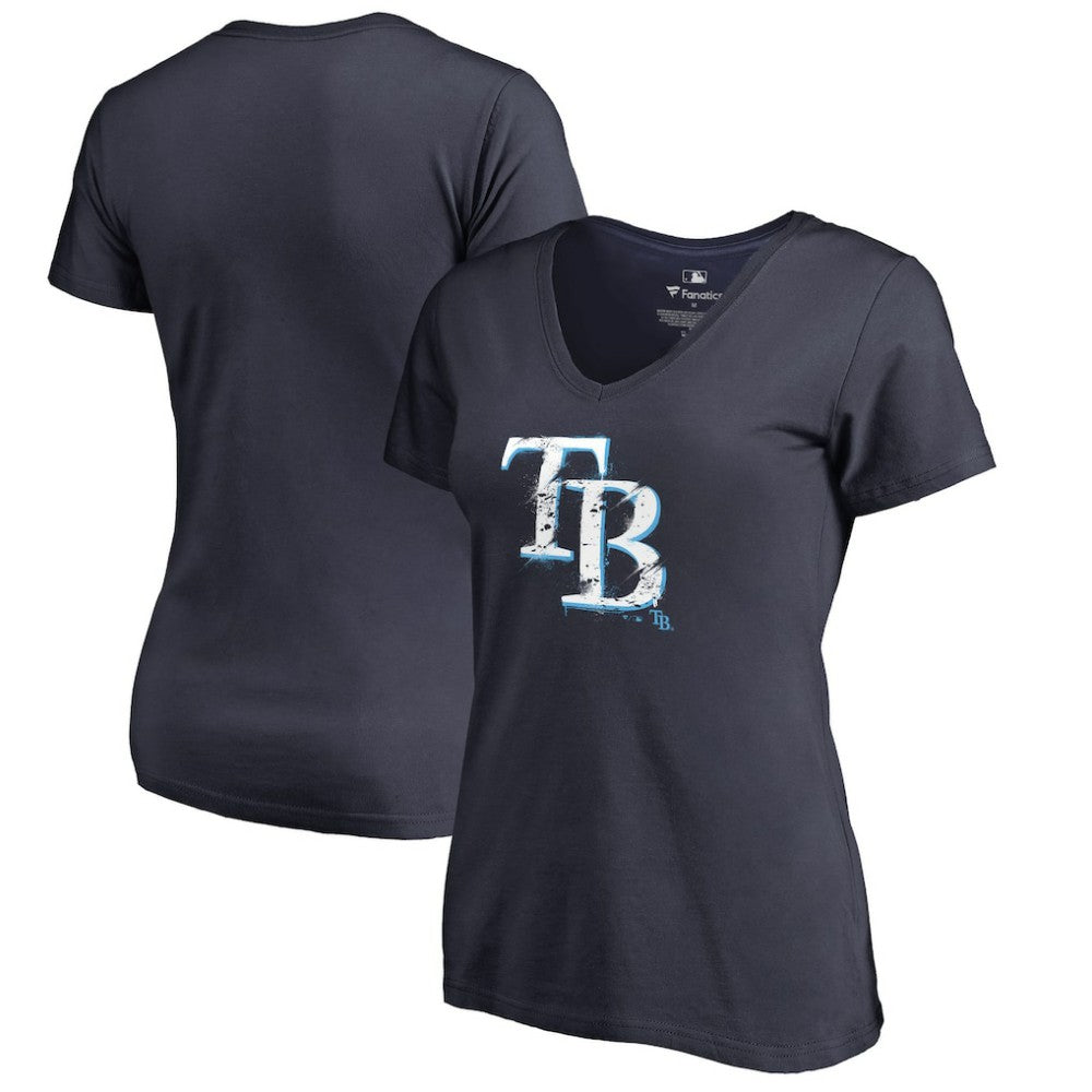 Tampa Bay Rays Women's Splatter Logo V-Neck T-Shirt Discount