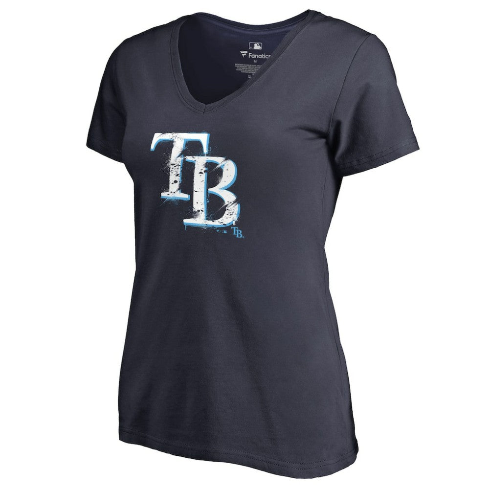 Tampa Bay Rays Women's Splatter Logo V-Neck T-Shirt Discount