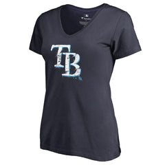 Tampa Bay Rays Women's Splatter Logo V-Neck T-Shirt Discount