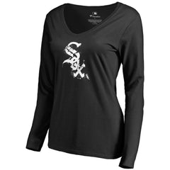 Chicago White Sox Women's Splatter Logo Long Sleeve V-Neck T-Shirt Outlet
