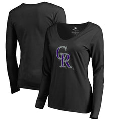Colorado Rockies Women's Splatter Logo Long Sleeve V-Neck T-Shirt Online