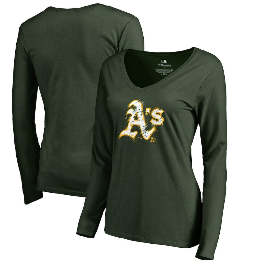Athletics Women's Splatter Logo Long Sleeve V-Neck T-Shirt Outlet