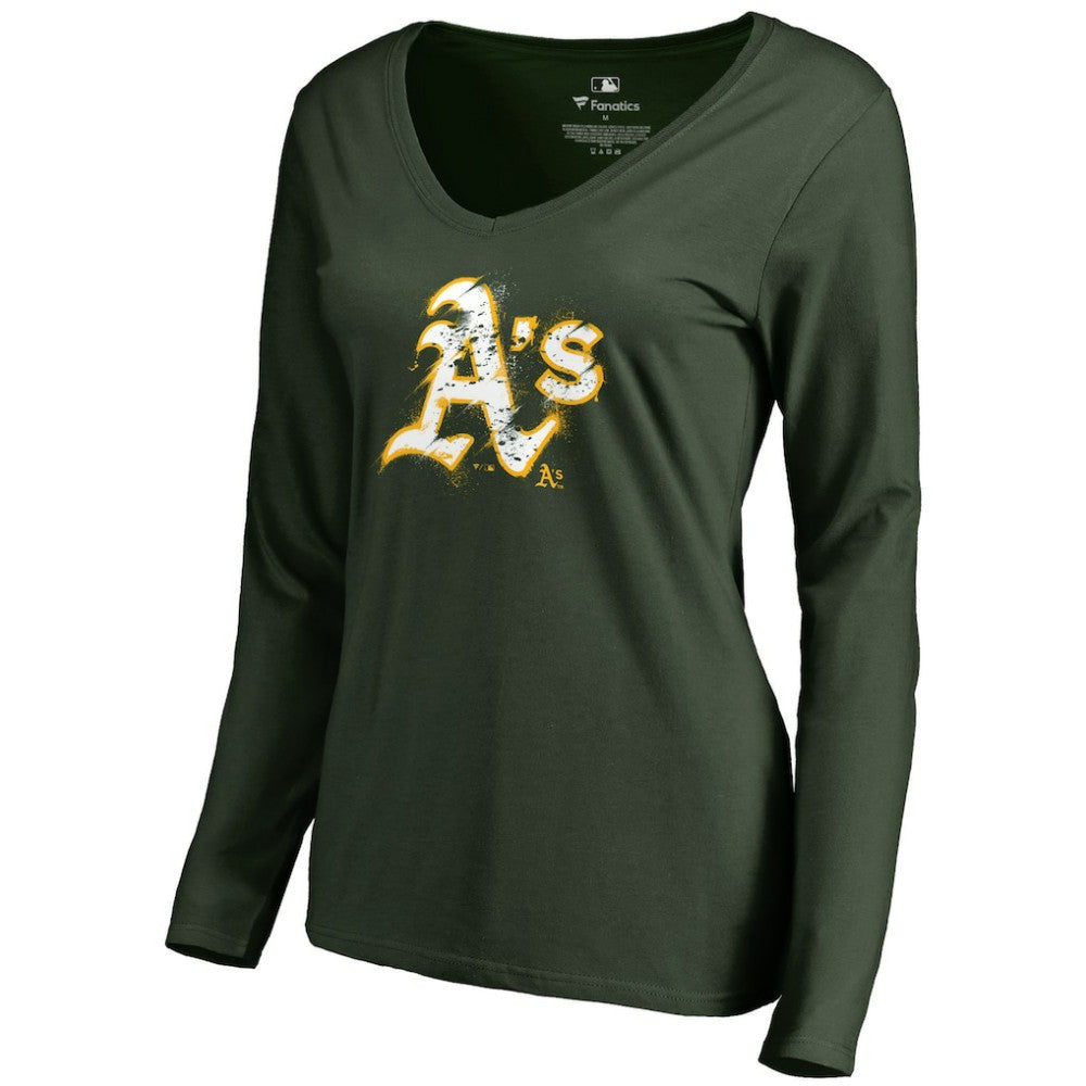 Athletics Women's Splatter Logo Long Sleeve V-Neck T-Shirt Outlet